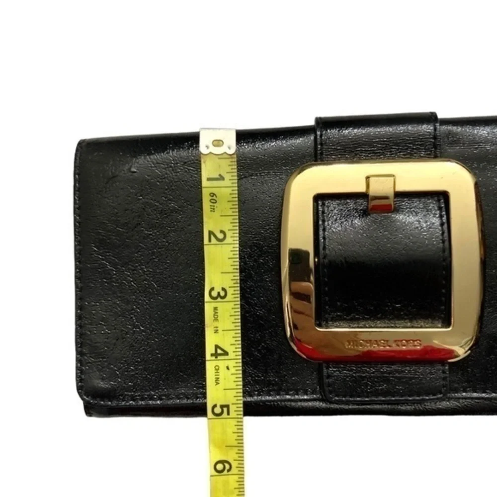 Michael kors black patent leather evening clutch bag